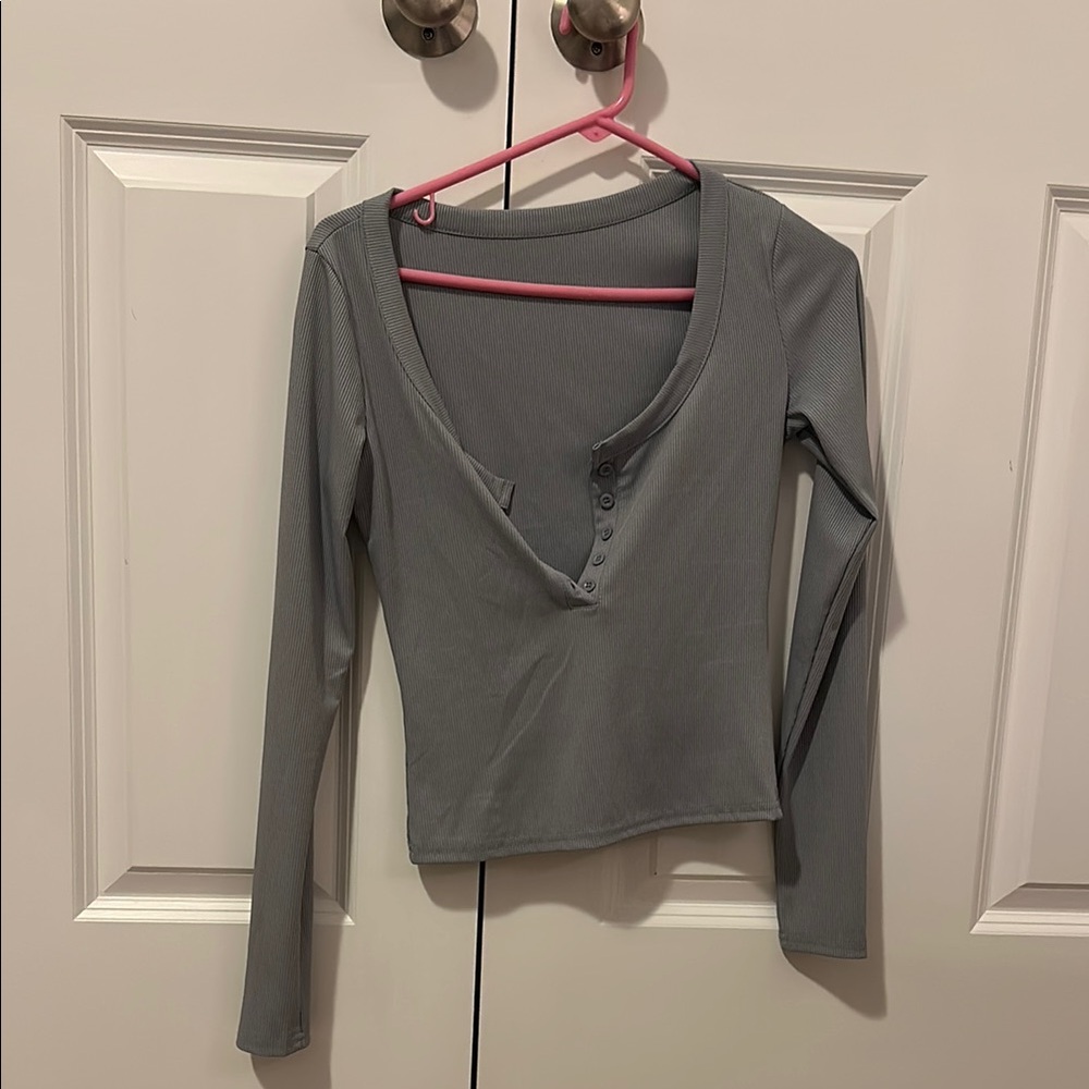Gray Long Sleeve Women's Top